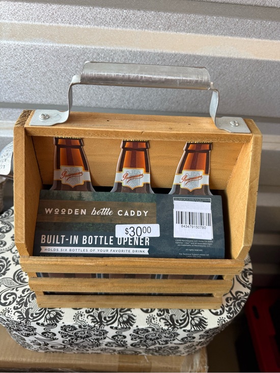 Other - Wooden Caddy with Built-In Opener - Natural Wood